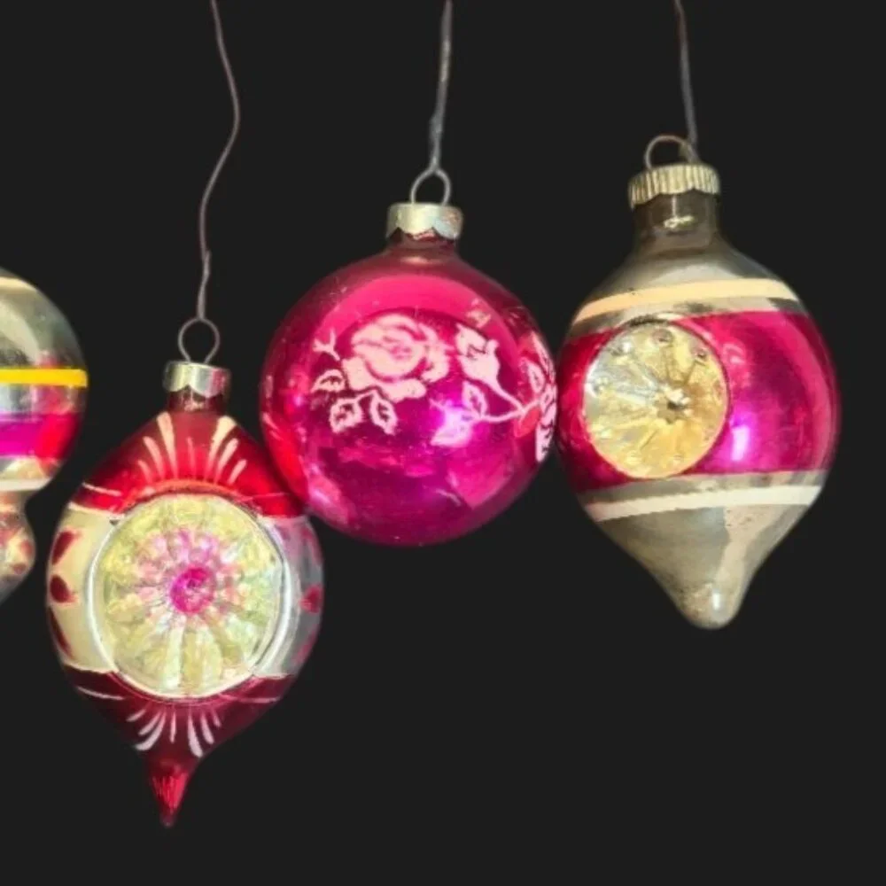 Vintage Shiny Brite Ornaments double Indent Bell Teardrop Mercury Glass bulbs 6 - Picture 2 of 16